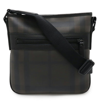 Burberry Smoked Check Pattern Shoulder Bag Pvc Leather Khaki Brown Black