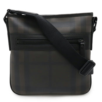 Burberry Smoked Check Pattern Shoulder Bag Pvc Leather Khaki Brown Black