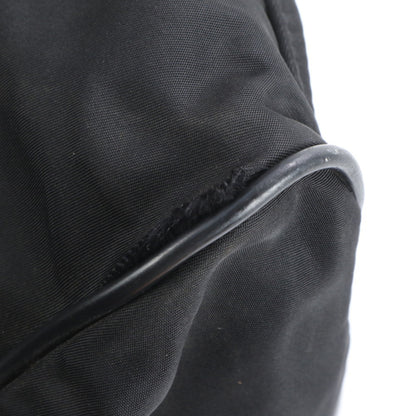 Prada Tessuto Nylon Triangular Logo Leather Boston Bag Tote Travel Black