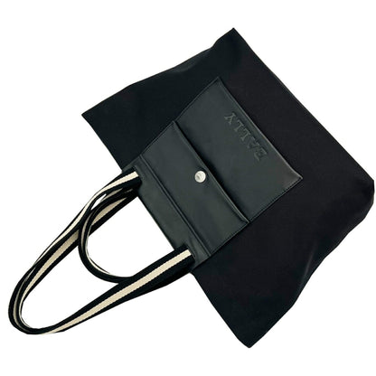 Bally Tote Bag Canvas Leather 2-Way Shoulder Handbag Black