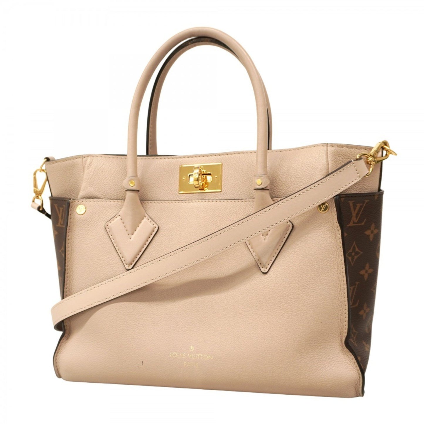 Louis Vuitton Monogram On My Side Handbag M58485 Greige Brown 2-Way Bag