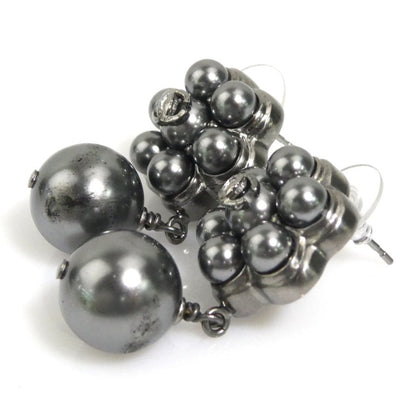 Chanel Coco Mark Metal Faux Pearl Grey Silver Earrings