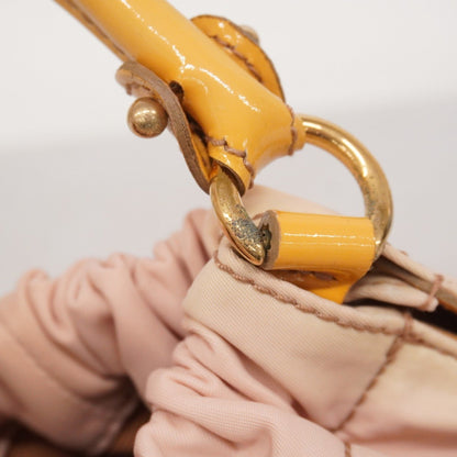 Salvatore Ferragamo Vara Nylon Enamel Handbag In Pink And Beige For Women