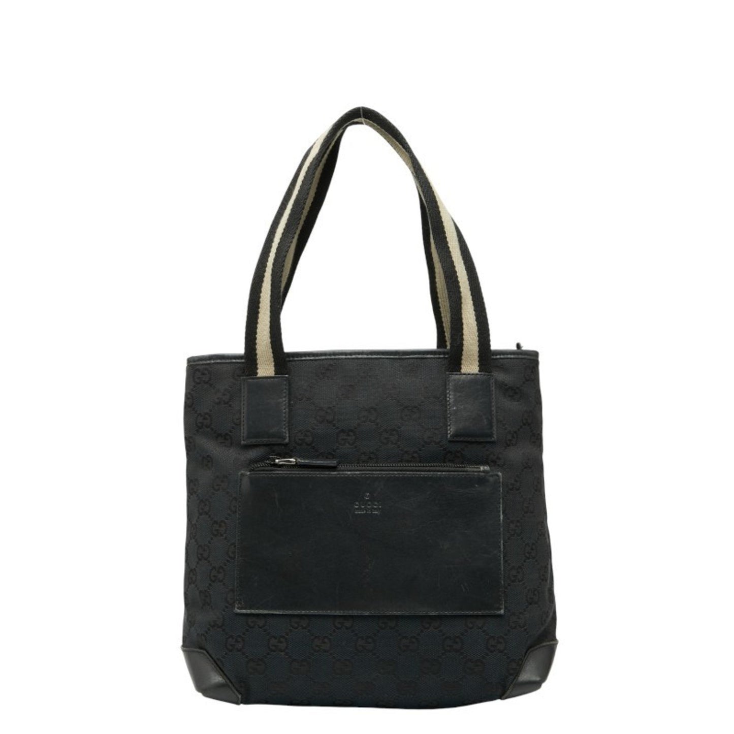 Gucci Gg Canvas Handbag 019 0402 Black Leather