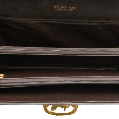 Celine C Macadam Carriage Hardware Clutch Bag In Brown Canvas