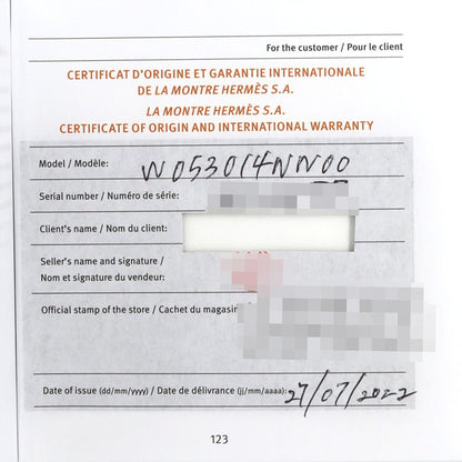 Herms H Watch 11P Hh1.210 Stainless Steel Quartz Wristwatch