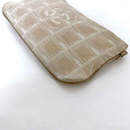 Chanel Pouch Ec-22567 Beige New Travel Line Nylon Leather 9068273 Chanel Coco Mark
