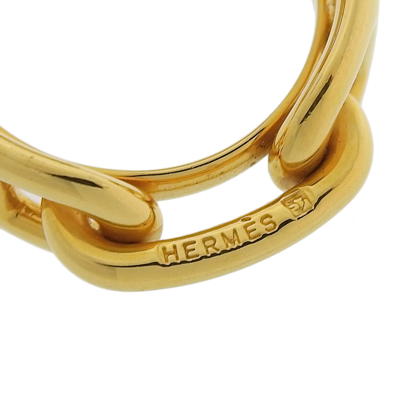 Hermes Lugate Chaine D'Ancre Scarf Ring In Gold With Box