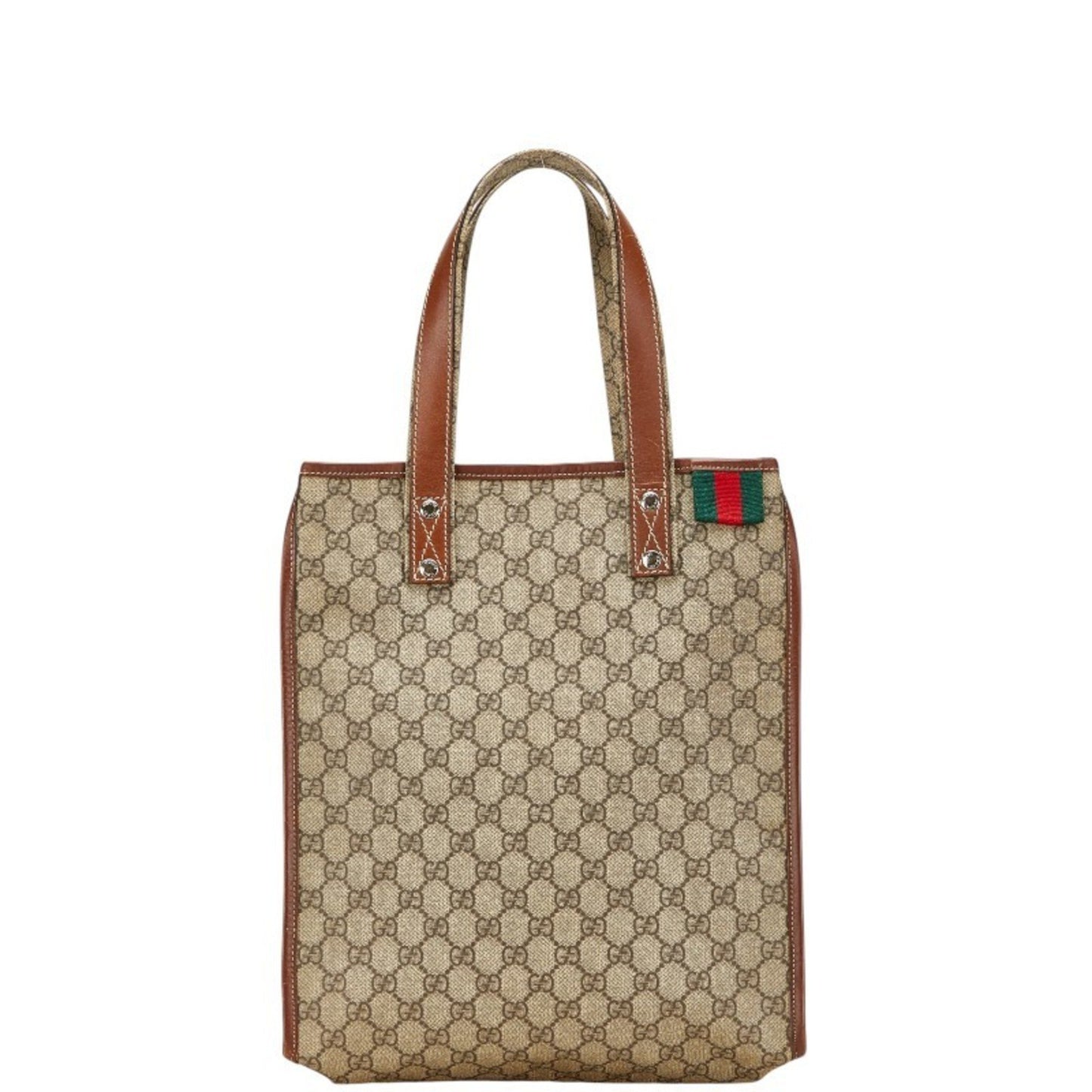 Gucci Gg Supreme Tote Bag 211135 Beige Brown Leather