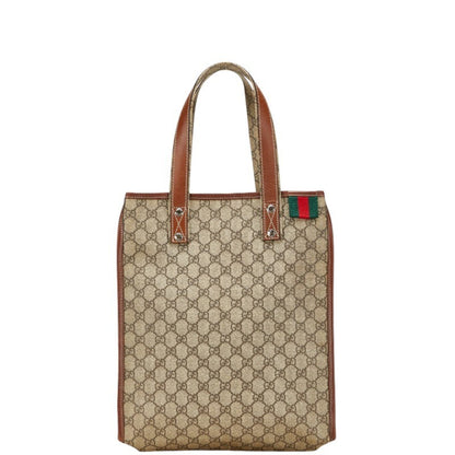 Gucci Gg Supreme Tote Bag 211135 Beige Brown Leather