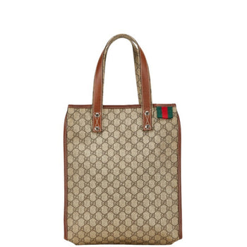 Gucci Gg Supreme Tote Bag 211135 Beige Brown Leather