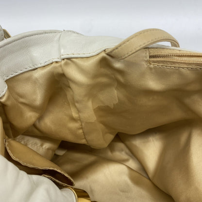 Chanel Shoulder Bag Chain Leather White 2-Way