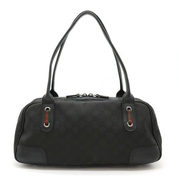 Gucci Gucci Gg Nylon Sherry Line Shoulder Bag Leather Black 293594