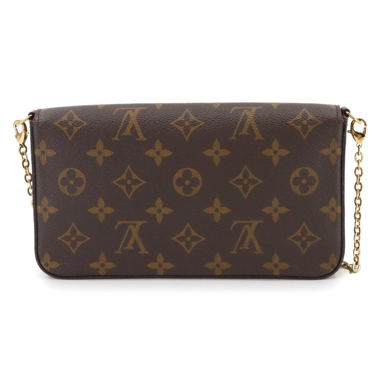 Louis Vuitton Monogram Felicie Pochette Chain Wallet In Brown Fuchsia