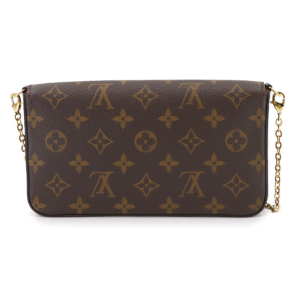 Louis Vuitton Monogram Felicie Pochette Chain Wallet In Brown Fuchsia