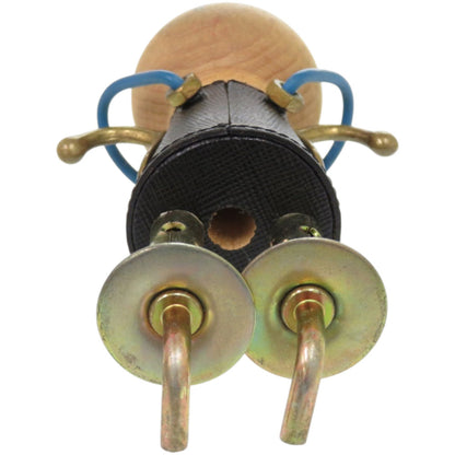 Prada Robot Leather Wood Metal Black Keychain 1707 Prada