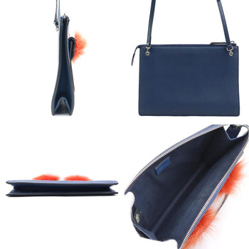 Fendi Shoulder Bag Bug Monster Leather Navy