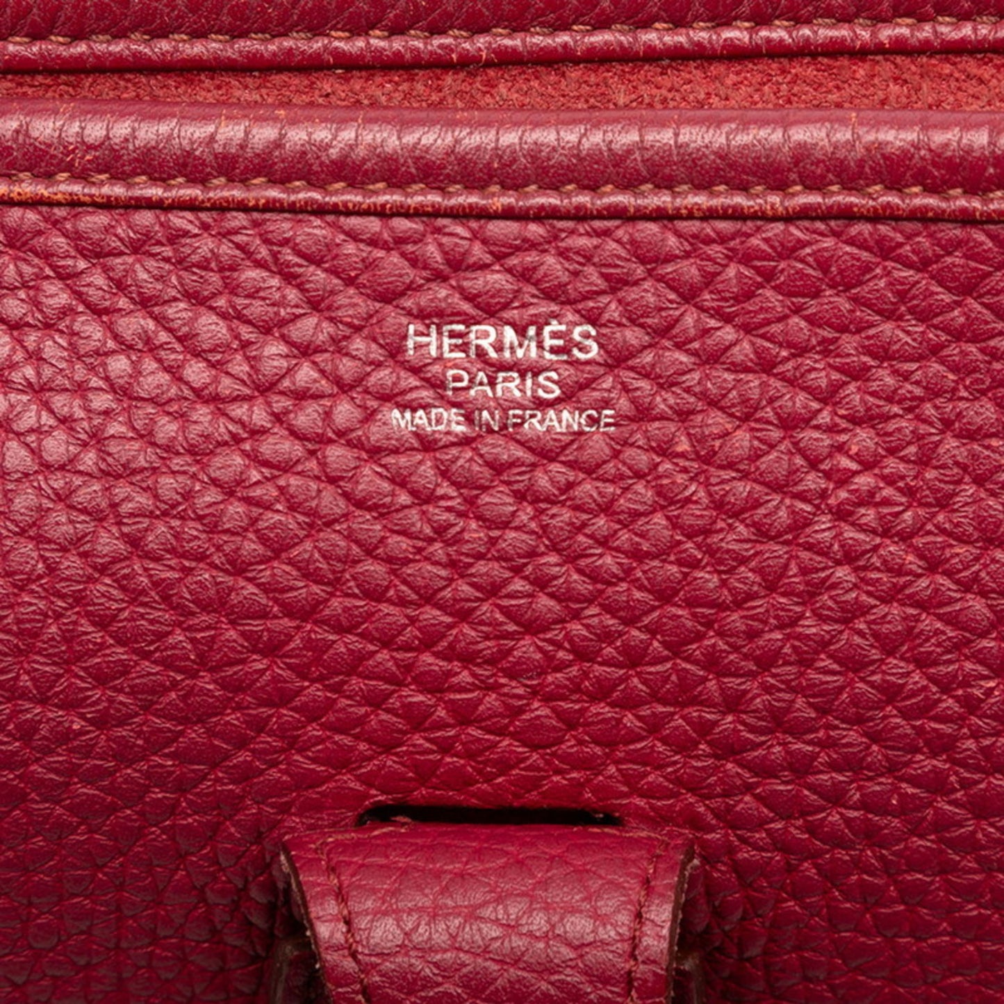 Hermes Herms Evelyne 1 Pm Shoulder Bag In Red With Silver Hardware And Taurillon Clemence Leather