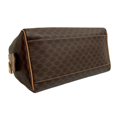 Celine Macadam Blason Logo Print Leather Handbag/Mini Boston Bag Brown 27020