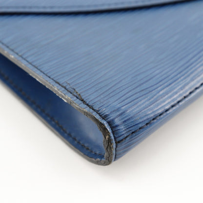 Louis Vuitton Louis Vuitton Art Deco Clutch Bag Second M52635 Epi Leather Toledo Blue 1990 A5 Snap