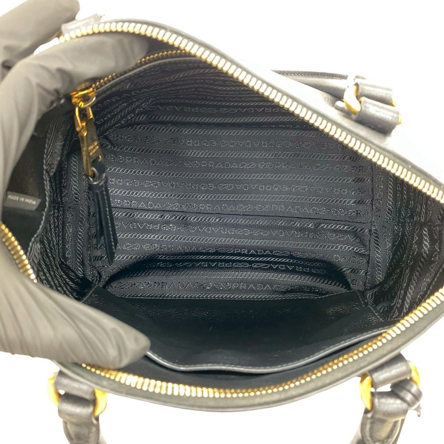 Prada Prada Embossed Triangle Logo Hardware Leather 2-Way Handbag Mini Tote Bag Shoulder Black 58562