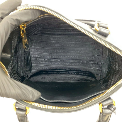 Prada Prada Embossed Triangle Logo Hardware Leather 2-Way Handbag Mini Tote Bag Shoulder Black 58562
