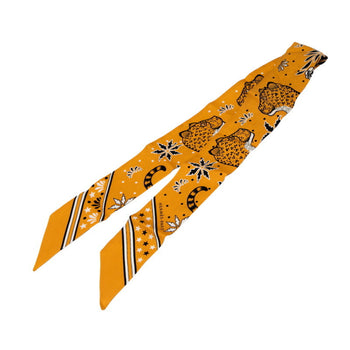 Hermes Herms Twilly Les Leopard Print Scarf/Muffler In Orange