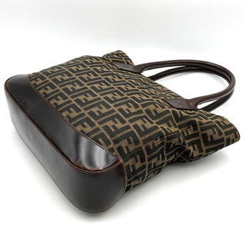Fendi Tote Bag Shoulder Zucca Nylon Canvas Leather Brown