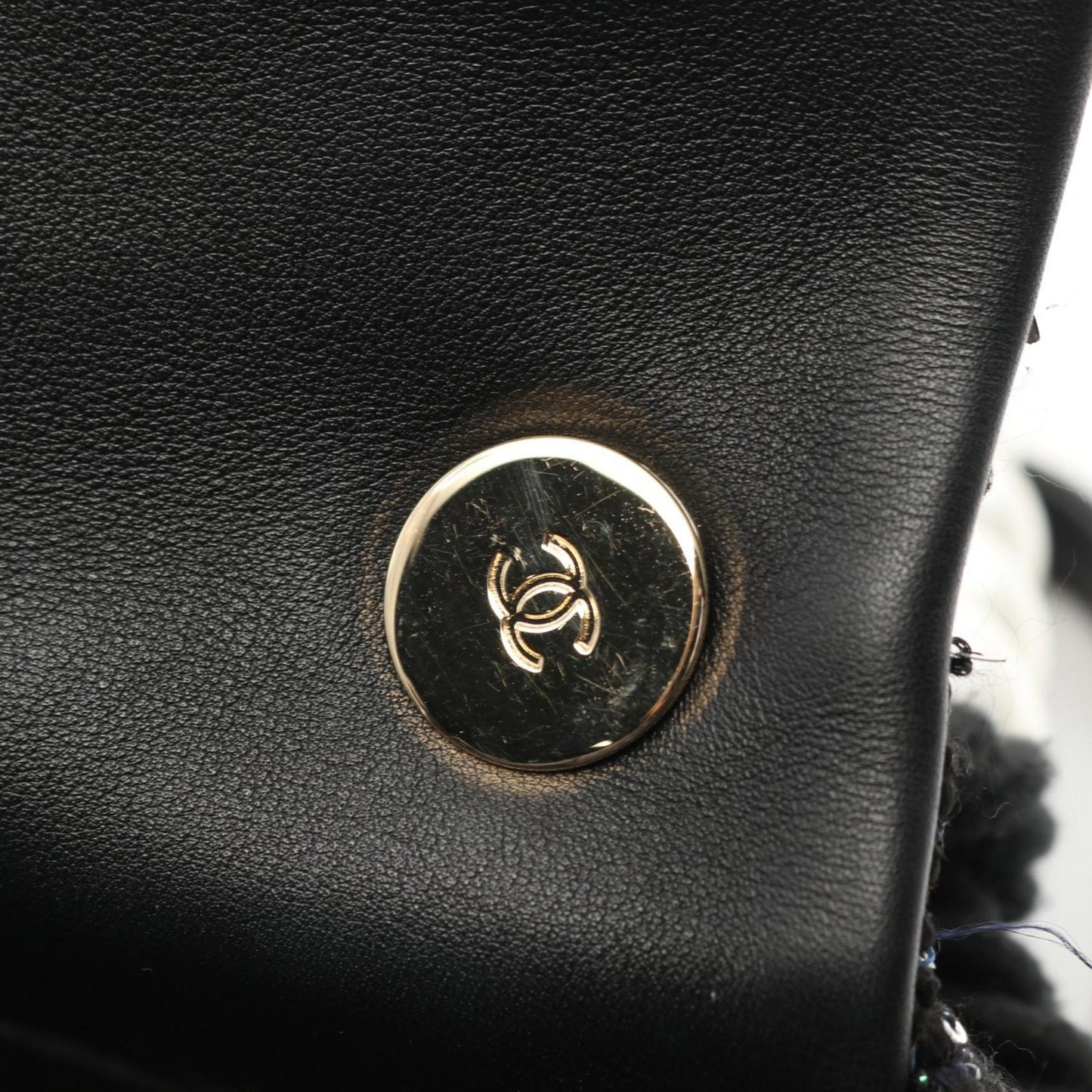 Chanel Coco Mark Faux Pearl Shoulder Bag Fabric