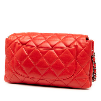 Chanel Matelasse Coco Mark Chain Shoulder Bag In Red Lambskin