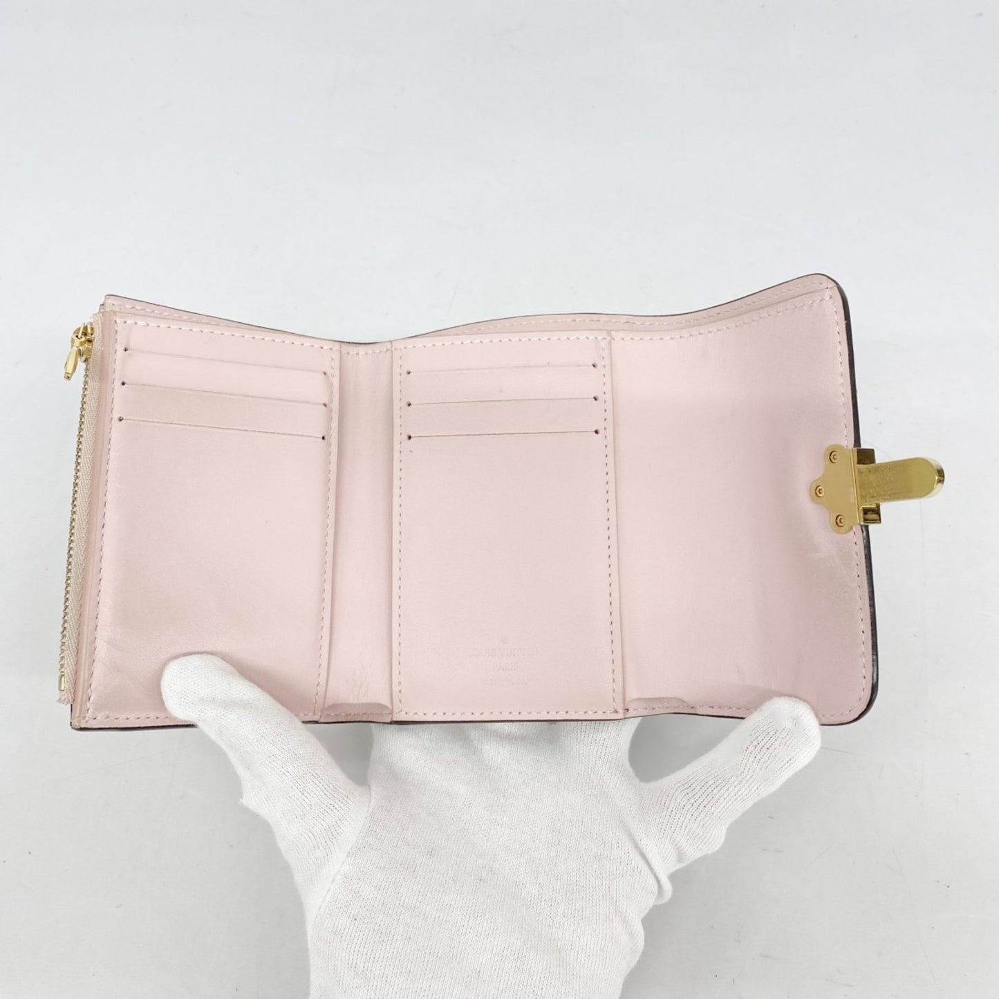 Louis Vuitton Monogram Vernis Portefeuille Cherry Wood Compact Tri-Fold Wallet M61911 Rose Ballerine