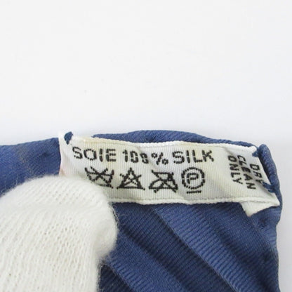 Hermes Le Mors A La Conetable Pleated Silk Scarf/Muffler In Navy
