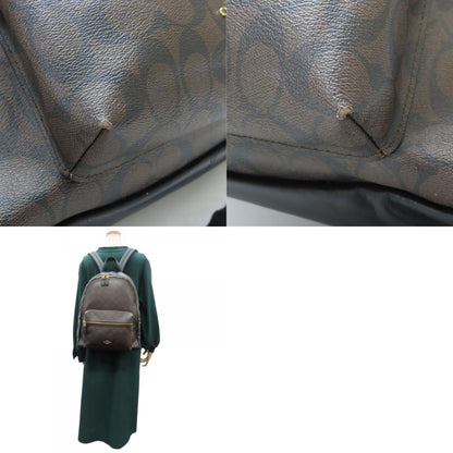 Coach Backpack/Daypack F58314 Signature Leather Dark Brown Black