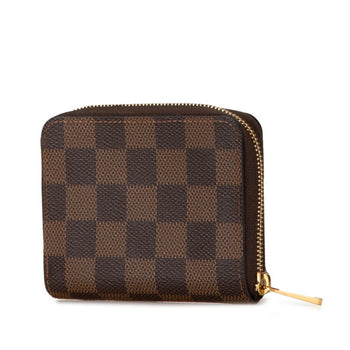 Louis Vuitton Damier Zippy Coin Purse Case N63070 Brown Pvc