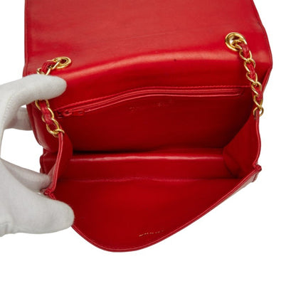 Chanel Matelasse Coco Mark Chain Shoulder Bag In Red Lambskin