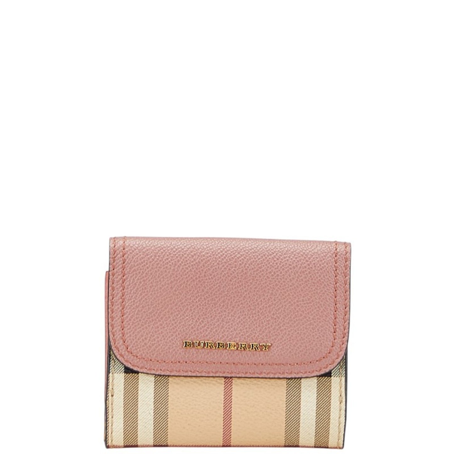 Burberry Nova Check Bifold Wallet In Beige And Pink Leather