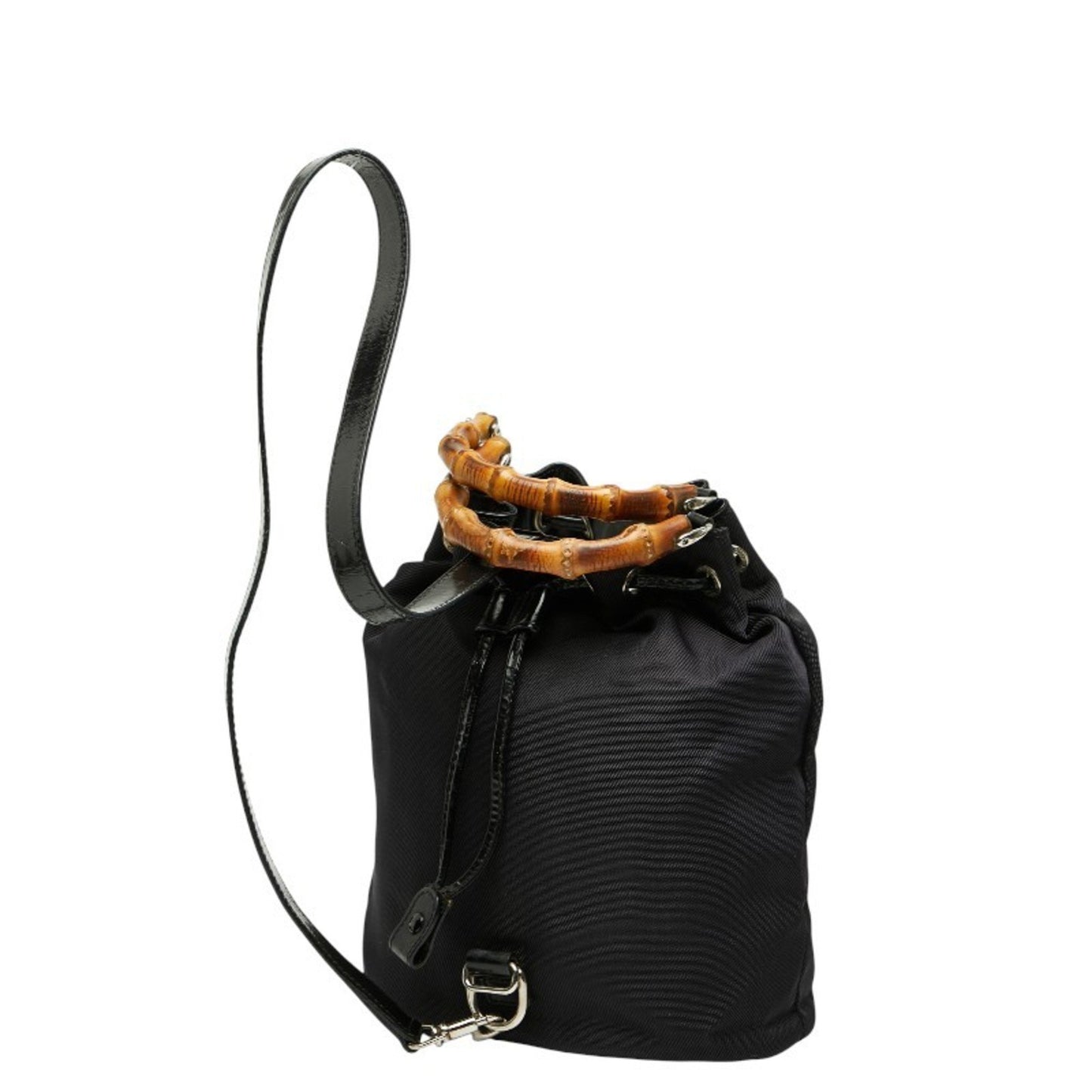 Gucci Bamboo Handbag/Shoulder Bag 2Way 003 2854 Black Nylon Leather