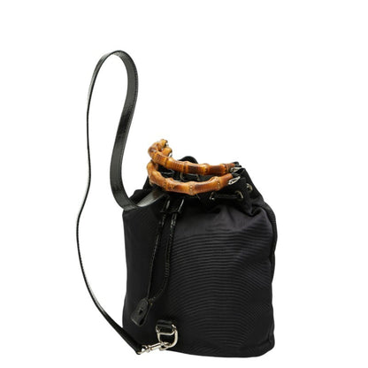Gucci Bamboo Handbag/Shoulder Bag 2Way 003 2854 Black Nylon Leather