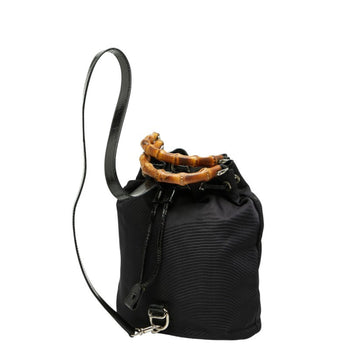 Gucci Bamboo Handbag/Shoulder Bag 2Way 003 2854 Black Nylon Leather