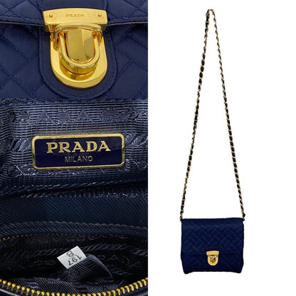 Prada Prada Logo Hardware Quilted Nylon And Saffiano Leather Chain Shoulder Bag