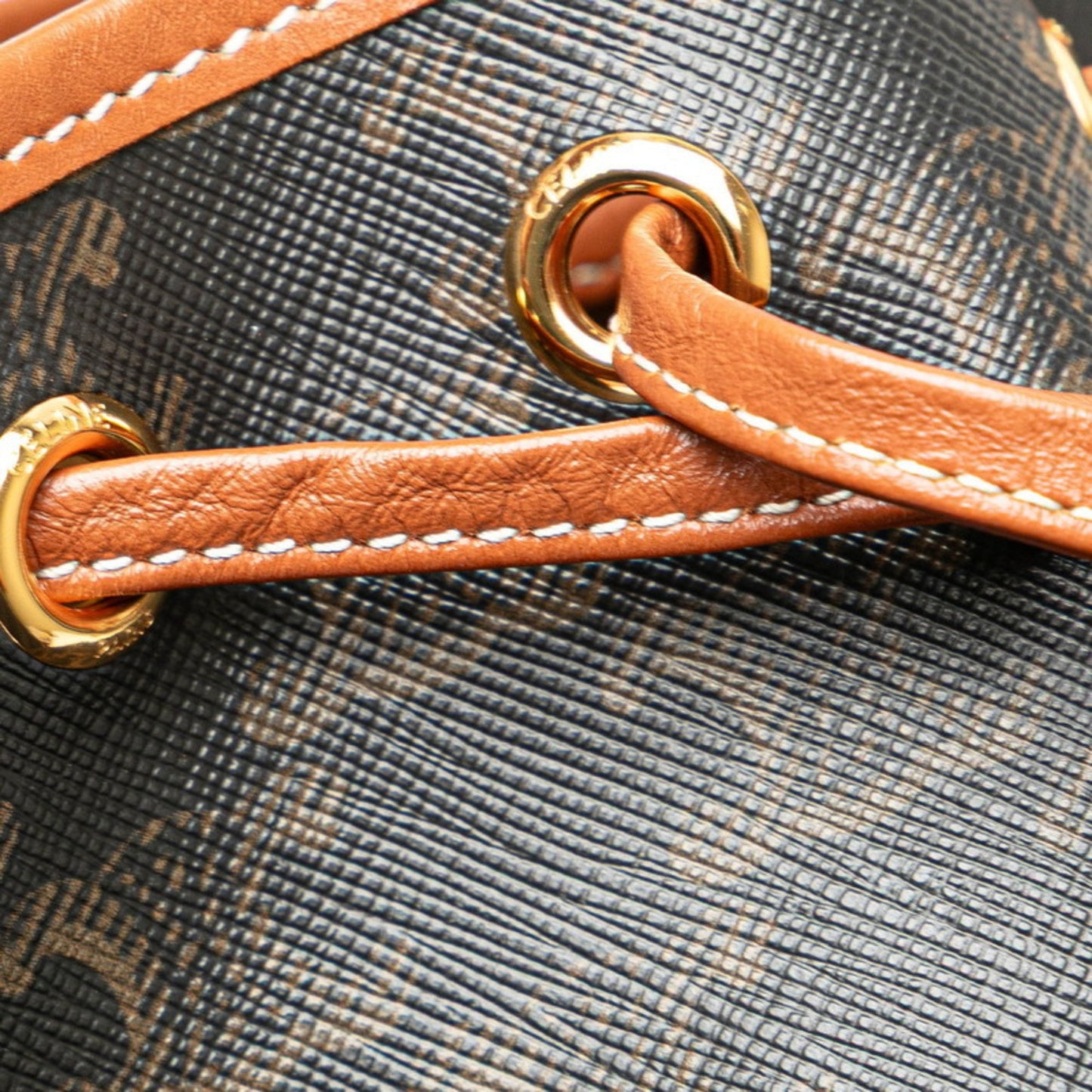 Celine Triomphe Small Drawstring Crossbody Shoulder Bag In Brown Leather