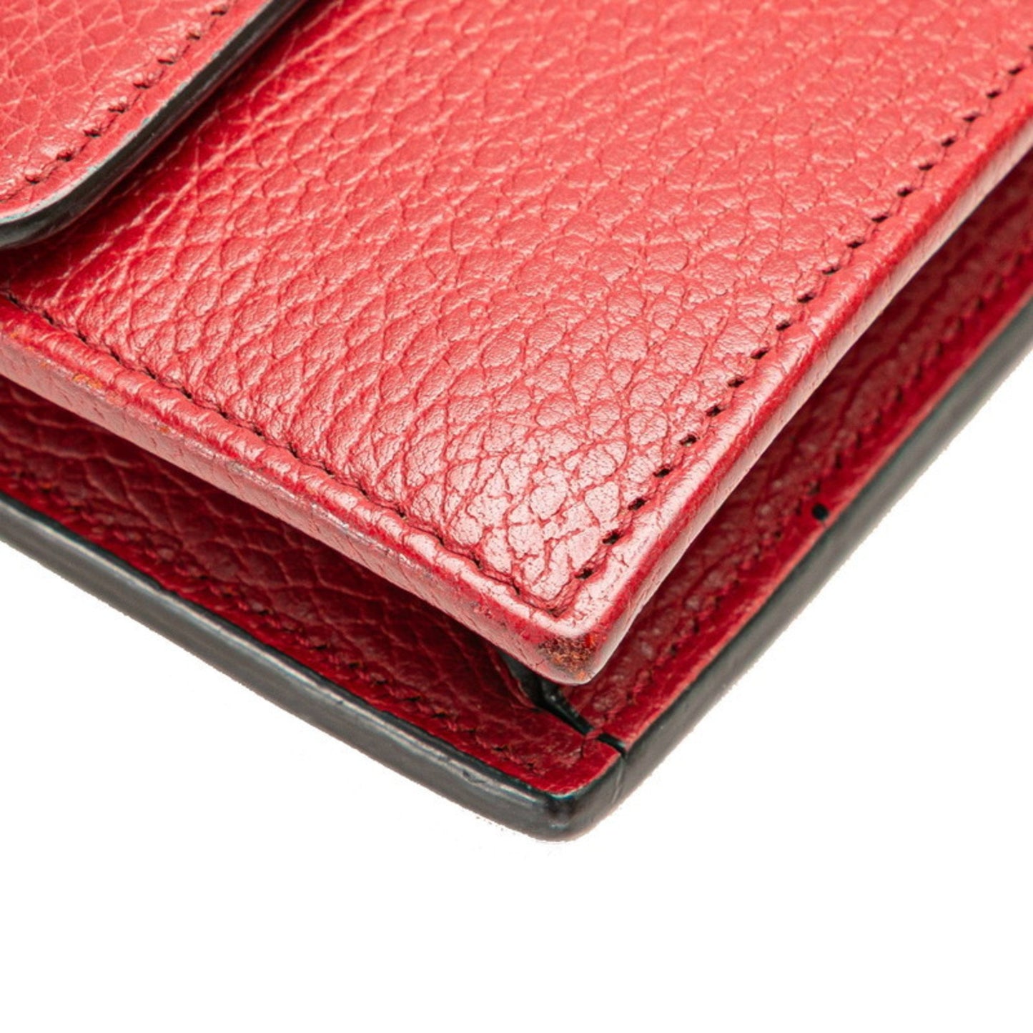 Gucci Interlocking G Crossbody Chain Wallet 510314 Red Leather
