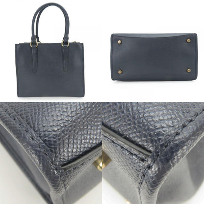 Coach Handbag Crosby Carryall F14928 Leather Navy Shoulder Bag