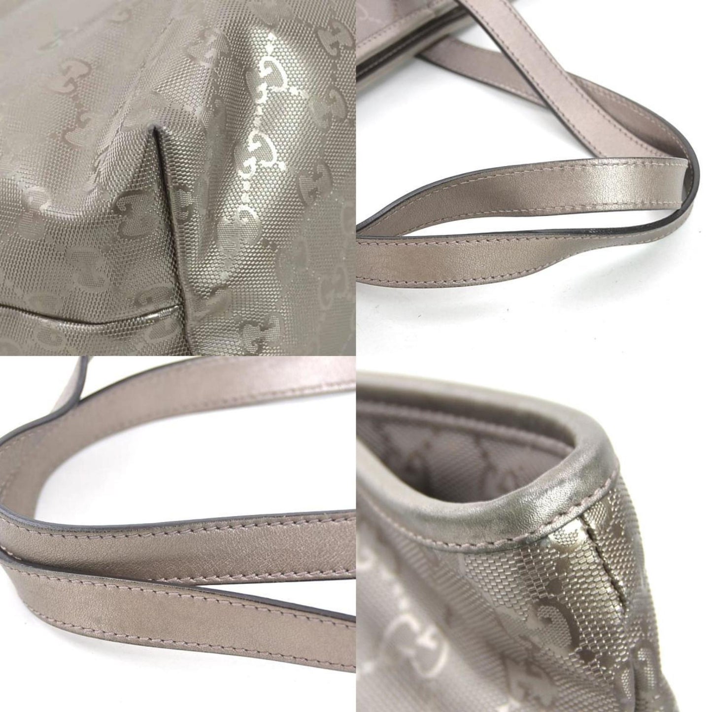 Gucci Handbag Gg Imprime Leather Metallic Brown