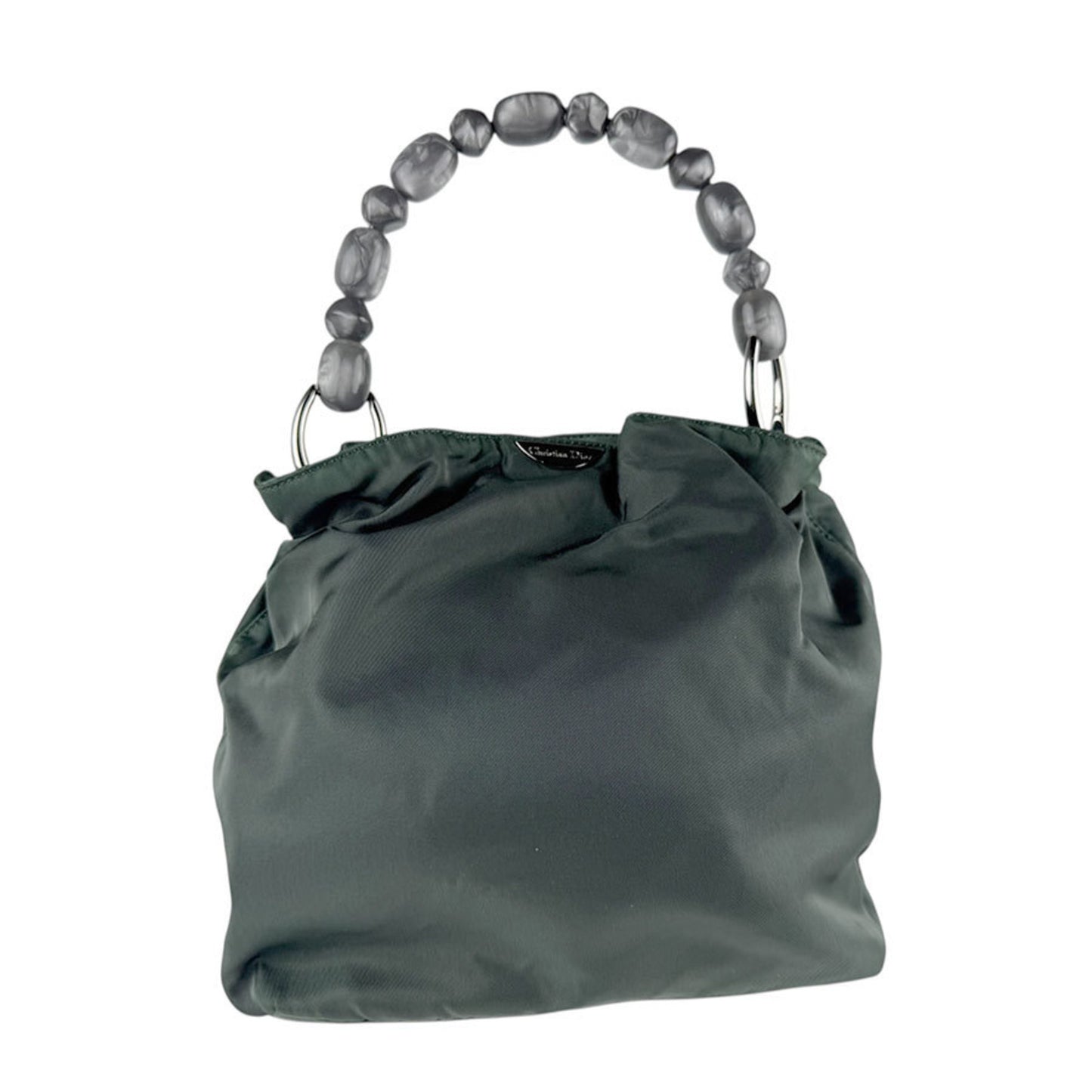 Christian Dior Maris Pearl Nylon Handbag In Dark Green