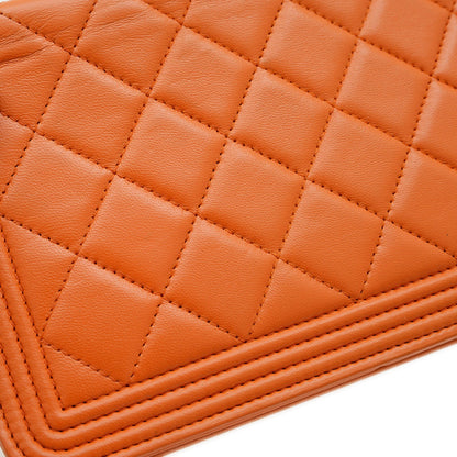 Chanel Boy Chain Wallet Long Lambskin Orange