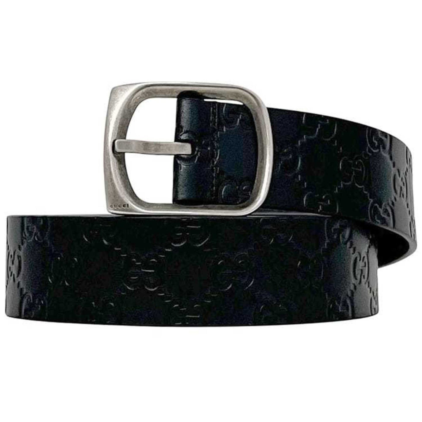 Gucci Belt Ec-24402 Black Striped 211362 479610 90 36 Waist 90Cm Leather Gucci Gg Embossed