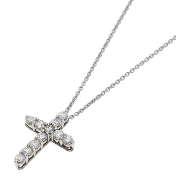 Tiffany & Co. Small Cross Diamond Necklace In Platinum Pt950