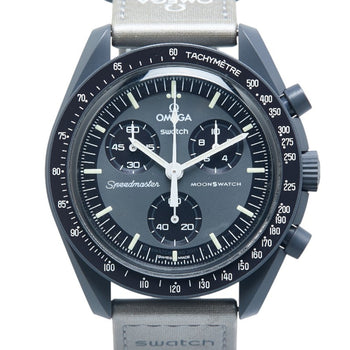 Omega X Swatch Moonswatch Mission To Mercury Watch So33A100 Quartz Movement Gray Dial Ceramic Nylon