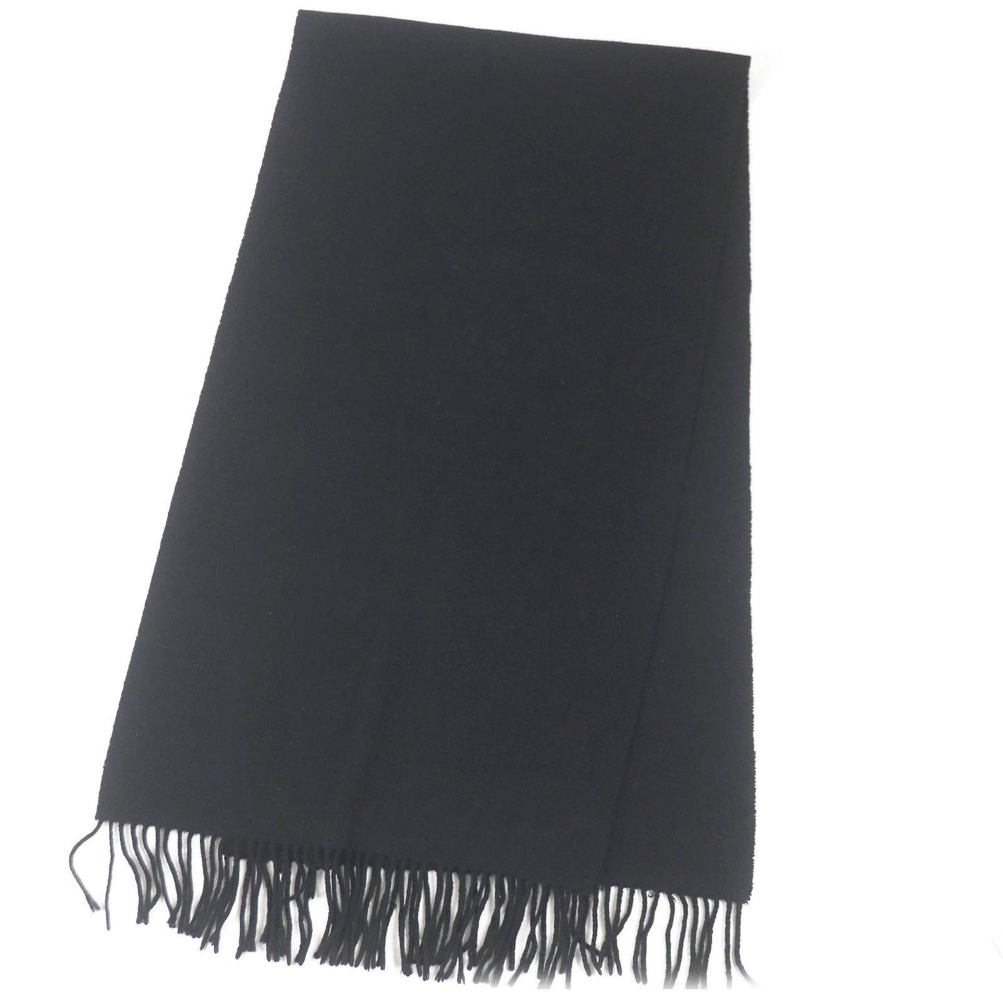 Hermes 100% Cashmere Logo Embroidery Fringe Scarf/Shawl In Black
